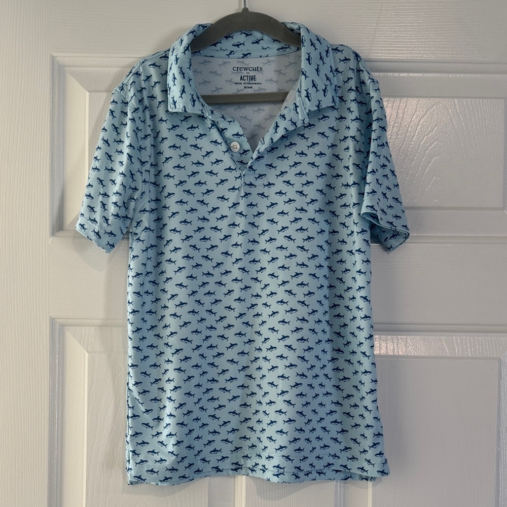 Crewcuts Light Blue Shark Print Polo